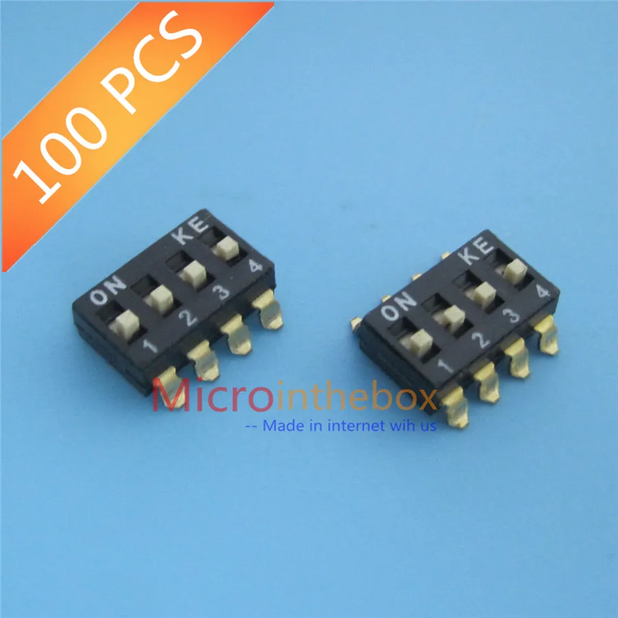 

Manufacture 100PCS/LOT DIP Switch SMD 4Pin SMT pitch 2.54mm KE 4 Position