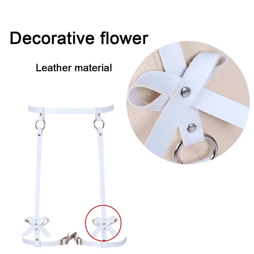 

PU Leather Harness Bow Garters Cage Waist Stockings Suspender Belt Fetish Goth Punk Adjust Body Bondage Lingerie Festival Rave