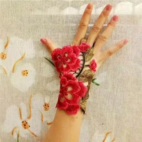ethnic style embroidery wristband stage performance embroidery bracelet wedding decoration half finger gloves