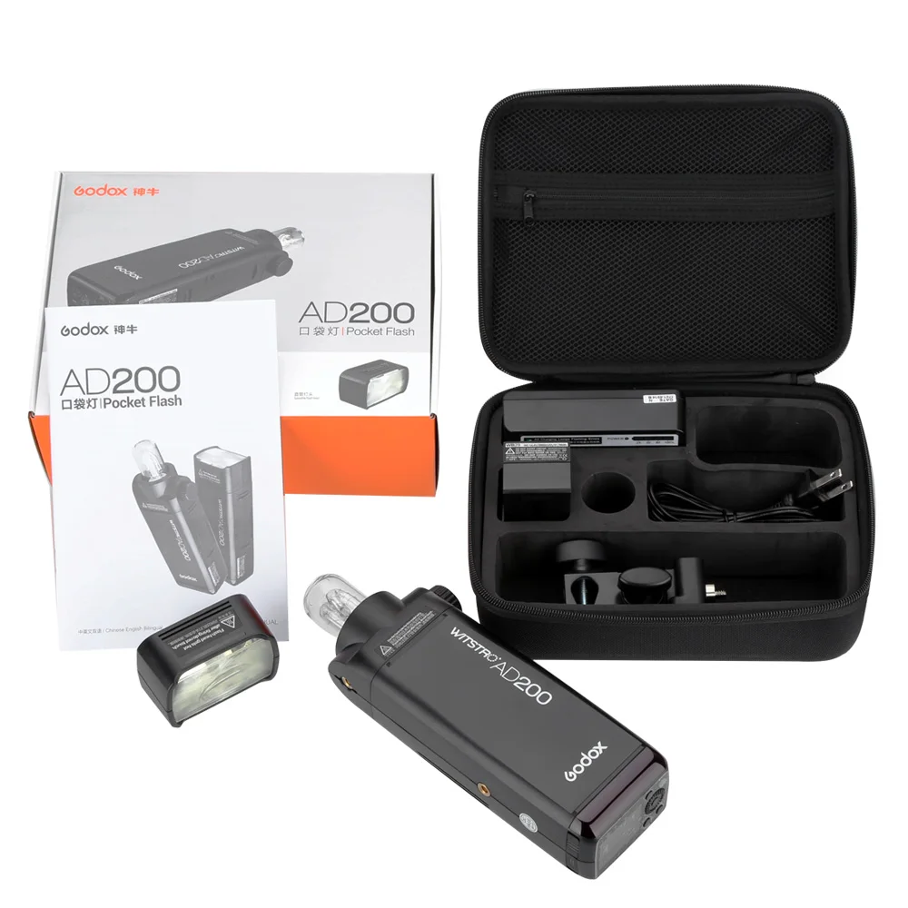 Высокоскоростная карманная вспышка Godox AD200 200Ws TTL GN60 + передатчик Xpro C/N/F для камеры Canon Nikon Fujifilm|Фотовспышки| |