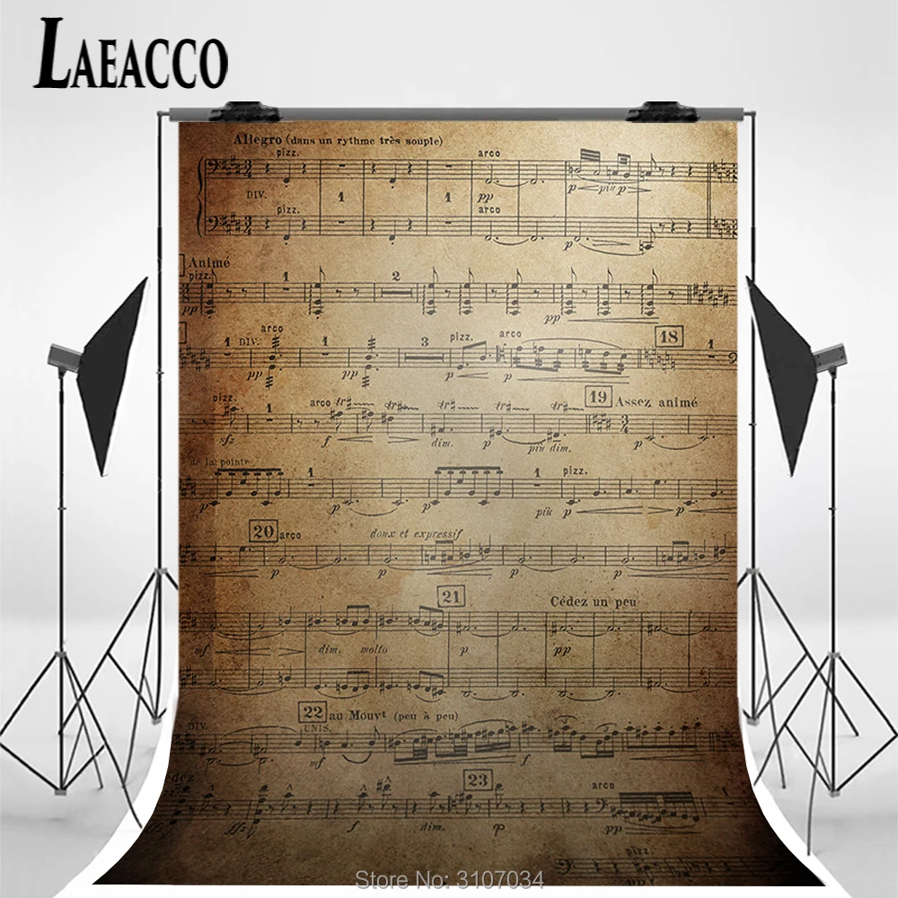 Фотофоны Laeacco для детской портретной съемки с изображением музыки на стене