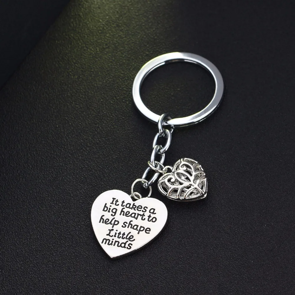 Engraved Words It Takes A Big Heart To Help Shape Little Minds Keyring Gifts For Teacher Jewelry Pendants Keychain | Украшения и