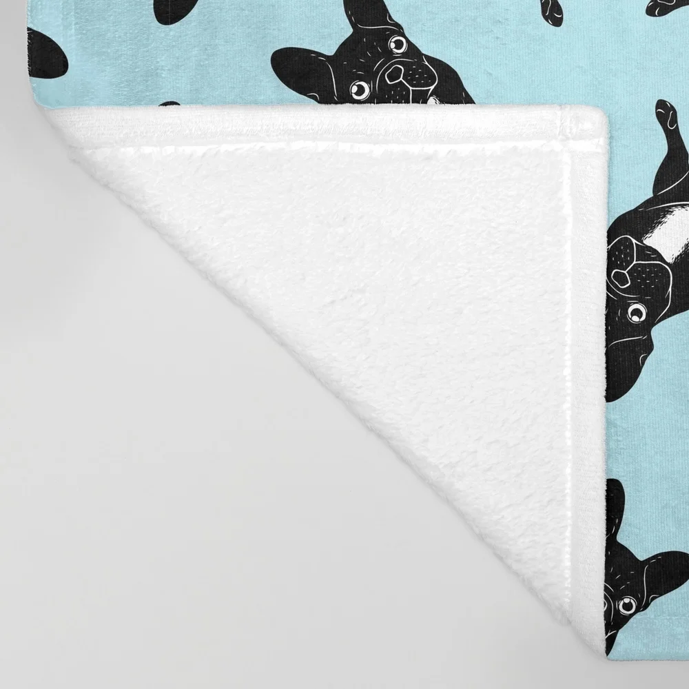 Милое покрывало с изображением французского бульдога в черно белом цифровом