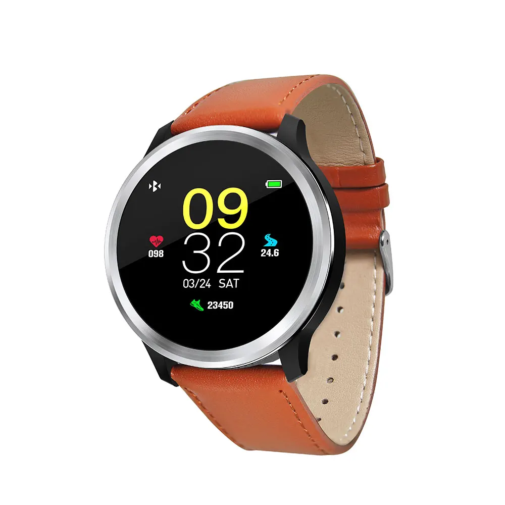 Brown leather E18 наручные часы водонепроницаемые Смарт HRV отчет артериального давления браслет PPG ЭКГ Smartwatch для Android часы соединяющиеся со смартфоном монитор - Цвет: Brown leather