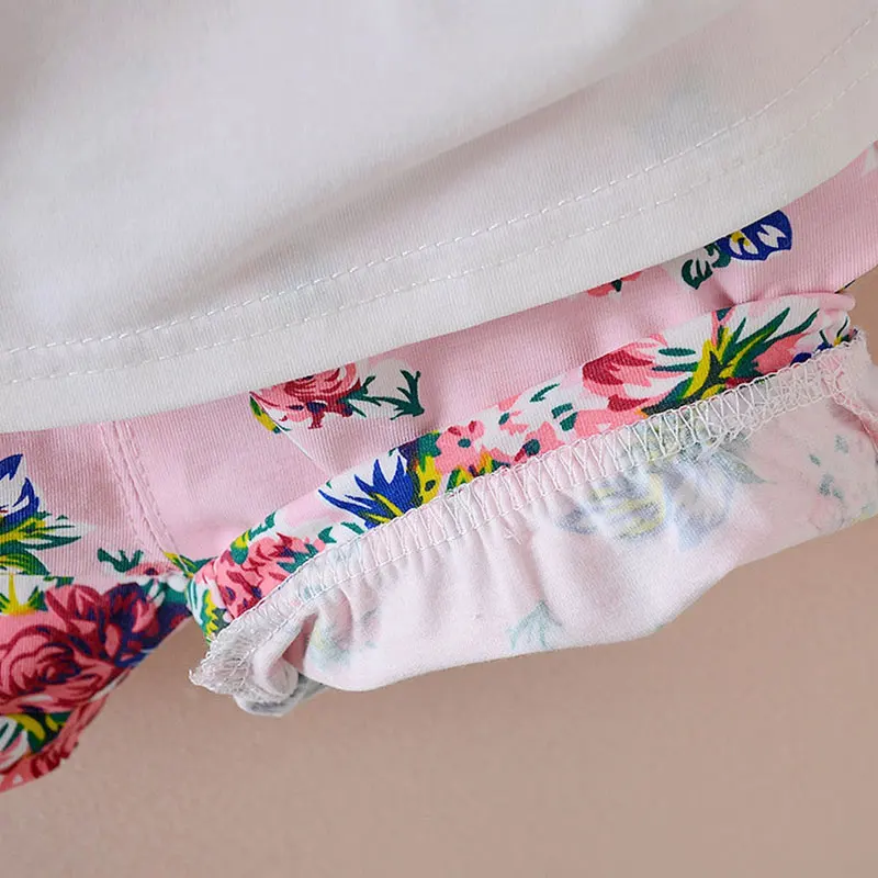 Летняя одежда для маленьких девочек комплект из футболки и топа новорожденных