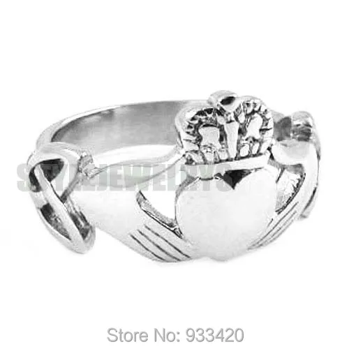 Claddagh стиль руки чтобы держать сердце с короной кольцо из нержавеющей стали