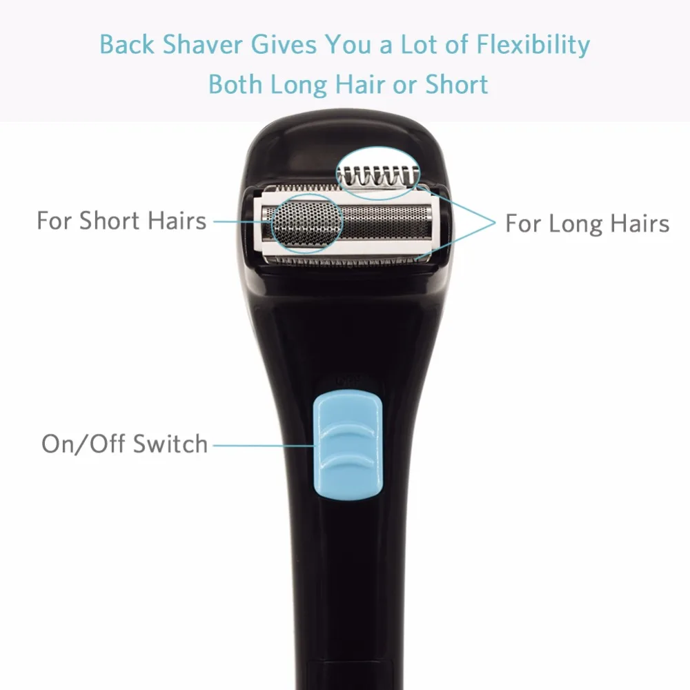 Речной Лейк Do It Yourself Back Shaver Battery Operated AA Hair Body Underarm Removal 1 Бритва и 2 лезвия|blade blade|hair