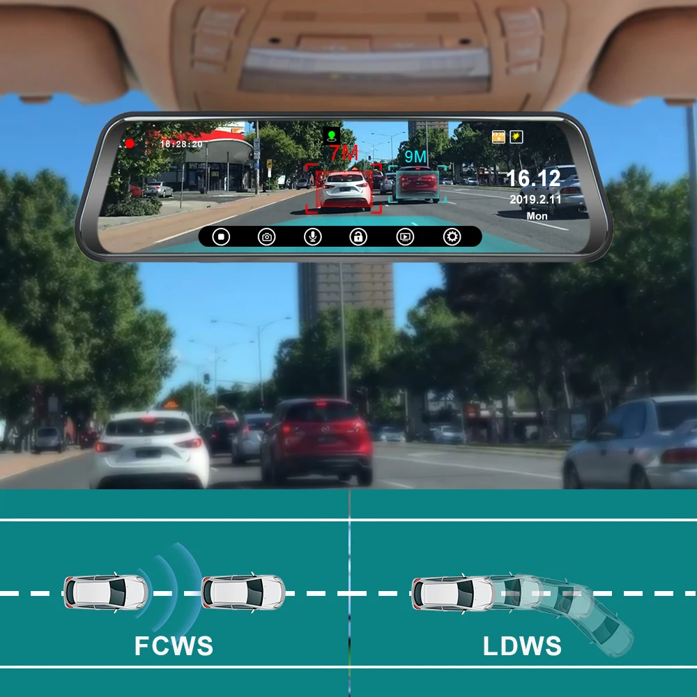 Автомобильный видеорегистратор 10 дюймов 4G Android ADAS GPS с двумя объективами HD 1080P Wi Fi