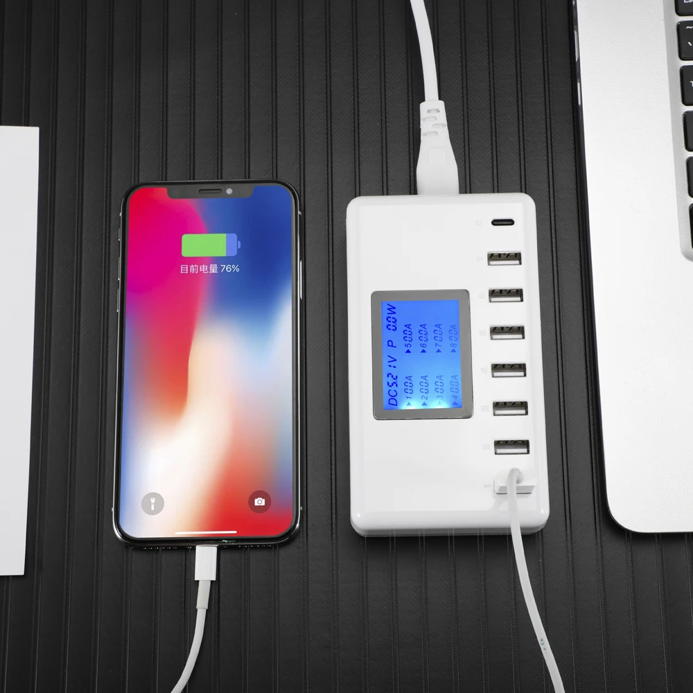 AIXXCO 8A USB зарядное устройство светодиодный дисплей 8 портов 40 Вт Тип c PD Быстрая зарядка для iPhone iPad samsung huawei Xiaomi