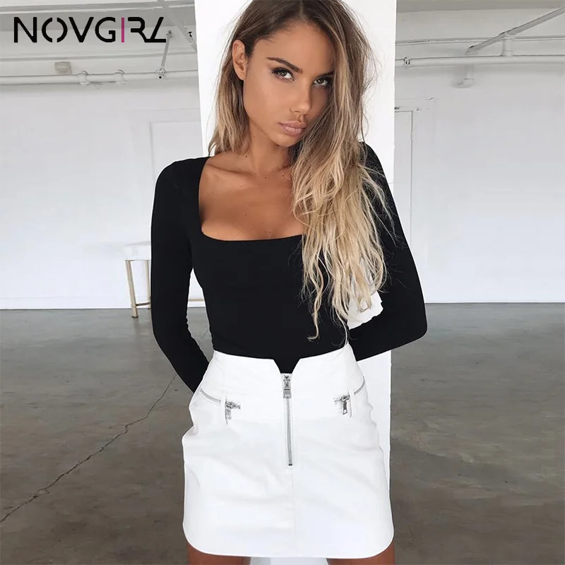 Женская футболка с длинными рукавами Novgirl однотонная эластичная хлопковая