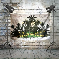 bob marley jamaica large rock flag banners four hole wall hanging painting bedroom studio party music festival background decor