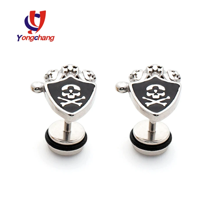 silver 1pair style2 Мужские и женские модные серьги щит серьги из нержавеющей стали пирсинг ювелирные изделия 1 пара - Окраска металла: silver 1pair style2