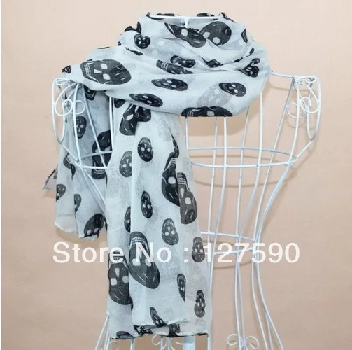 Шарф из тонкой прозрачной ткани оптом с изображением головы призрака шарф |