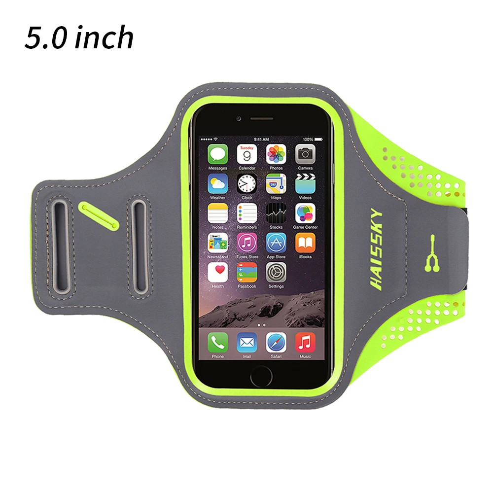L Green HAISSKY Sport Running Armband Case For iPhone XS Max XR X 6 6s 7 8 Plus Belt On Hand Arm Band For Samsung S10 Plus Xiaomi Huawei - Цвет: L Green