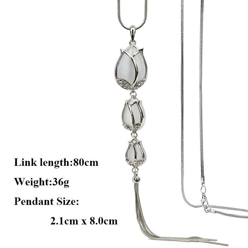Ожерелье из блестящего Опаловый тюльпан с подвеской ювелирное изделие в