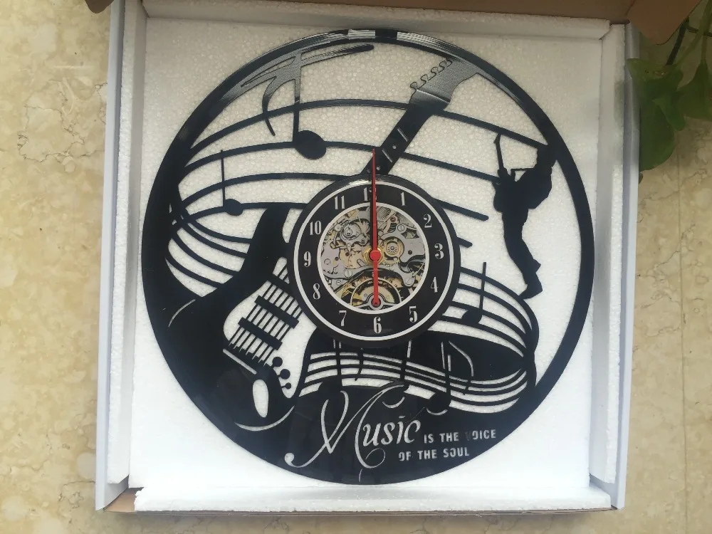 часы на стену Reloj саат Гитара Музыкальный Инструмент Искусства Подарок Круг