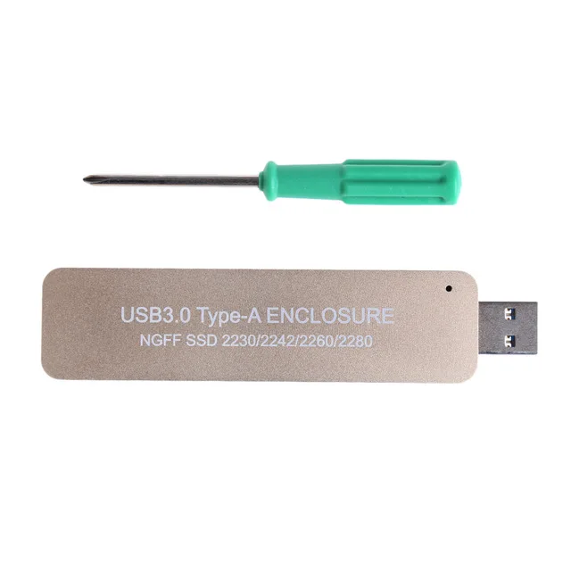 Золотой M.2 считыватель SSD NGFF к USB 3,0 внешний SSD Корпус чехол SATA на основе ключа B твердотельный накопитель адаптер для 2280 2260 2242 2230 - Цвет: Золотой