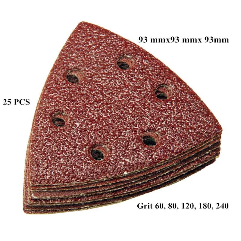 25pcs Delta Sander Sandpaper Aluminum Oxide Grit 60 to 240 Hook Loop Woodworking Abrasive Tools Triangle Sanding Paper Disc | Инструменты