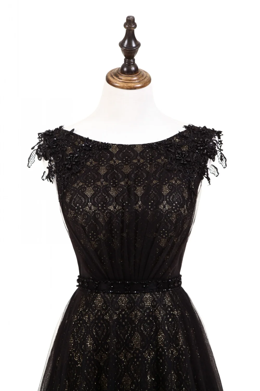 Женское платье из фатина с открытой спиной CloverBridal Mangas COM aplicacoes de perolas Tule bordado Preto