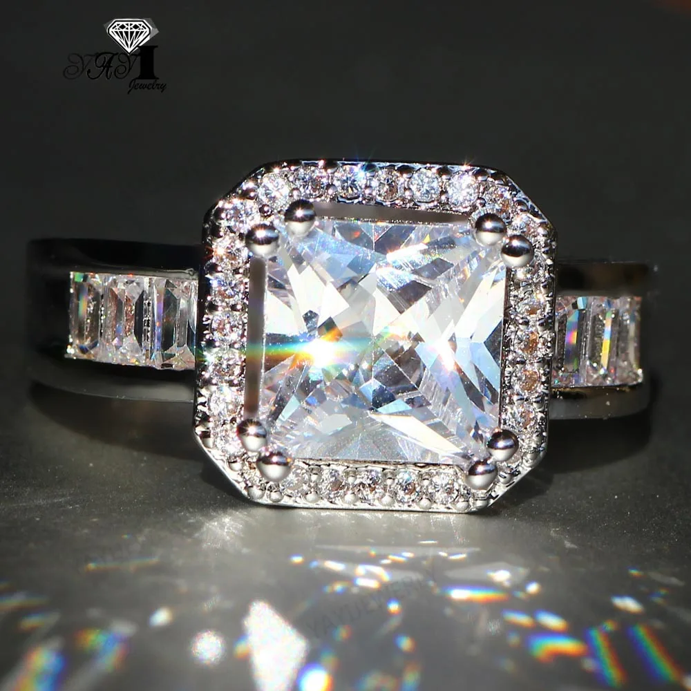 YaYI кольцо с голубым кристаллом 6,7 CT белый цирконий серебристый цвет обручальные кольца Свадебные Кольца Сердце Девушки вечерние кольца Подарки 906