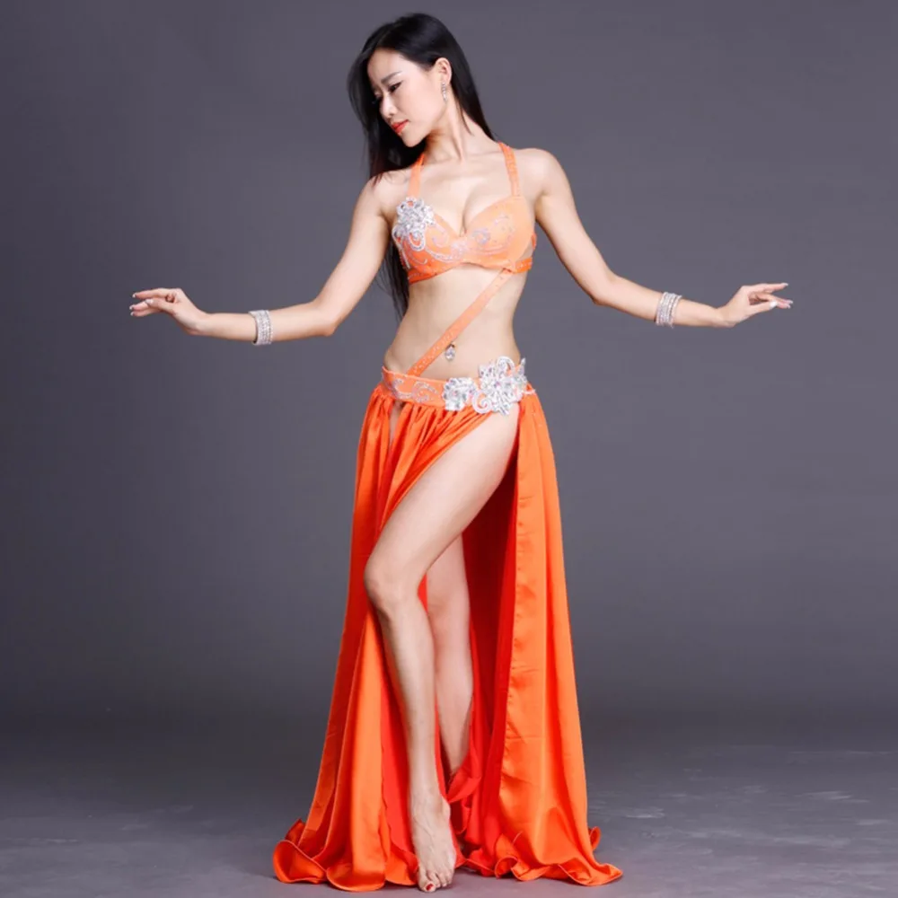 Женский костюм для танца живота красный оранжевый розовый выступлений и