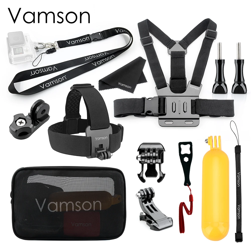 Аксессуары Vamson для Gopro Hero 7/6/5 черный комплект ремней головы и груди экшн камеры DJI
