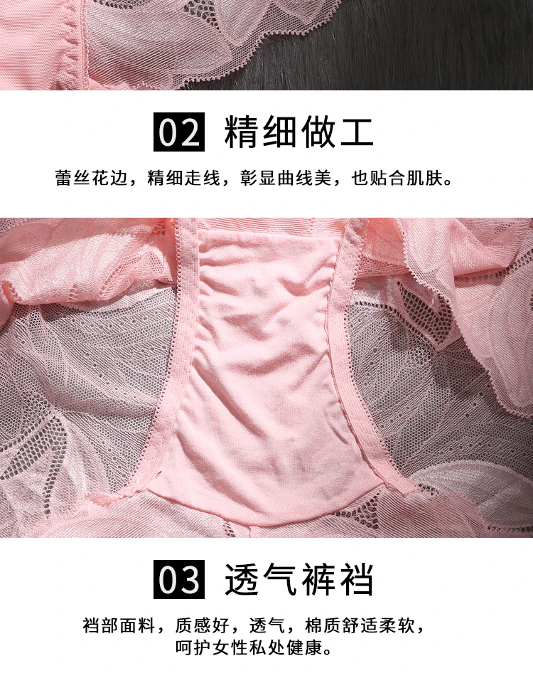 Lingerie Underpants Sexy Womens Panties Briefs Woman Sexy lace plus-size panties hollowed out high-waisted brief