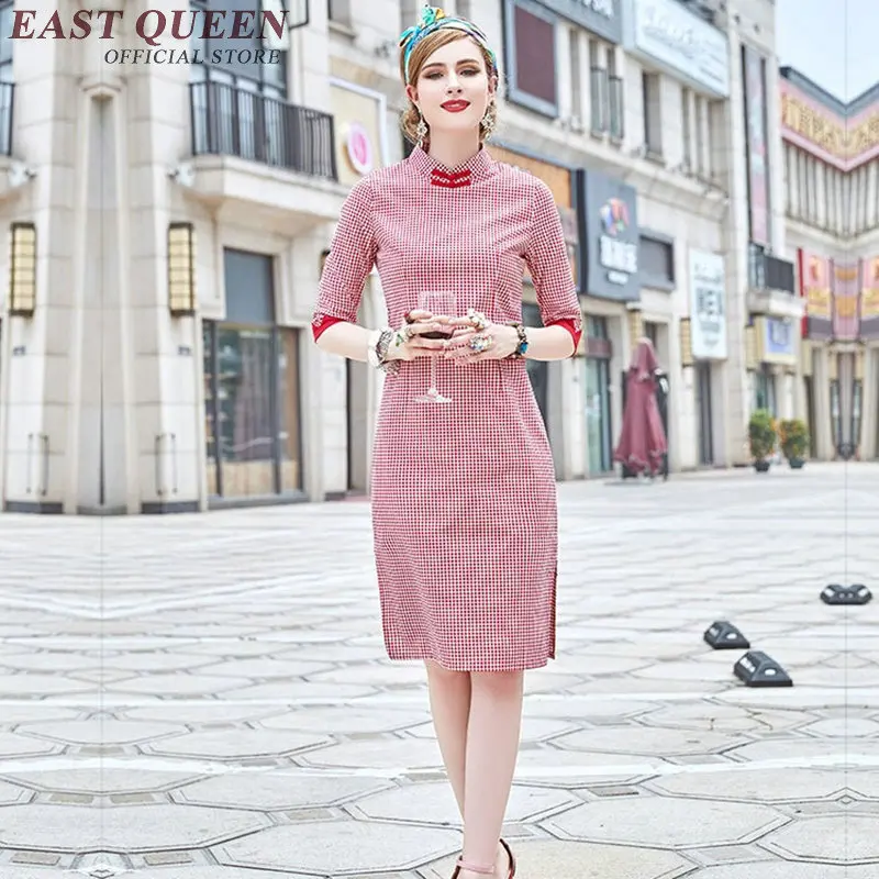 Современное платье Ципао женское современное китайское короткое красное