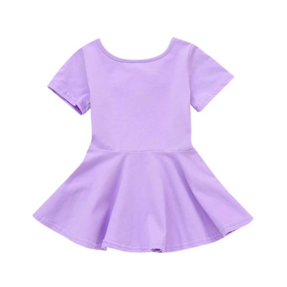 Girls Clothing Summer Girl Dress Baby Candy Color Short Sleeve Solid Princess Casual Toddler Kids dropshipping |