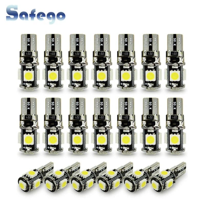 Safego 20 штук белый клин T10 W5W 194 168 5 SMD с canbus ОШИБОК для Авто автомобильная светодио дный свет лампы