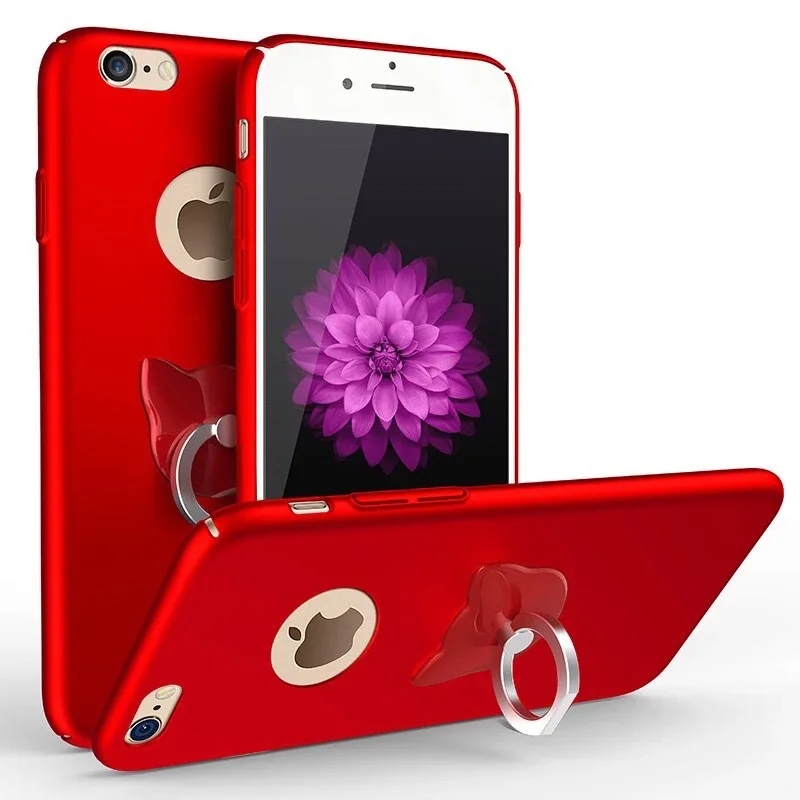 Чехол для iPhone 8 Plus жесткий чехол телефона с кольцом Apple 7 SE 5s 6 S 5 простой черный