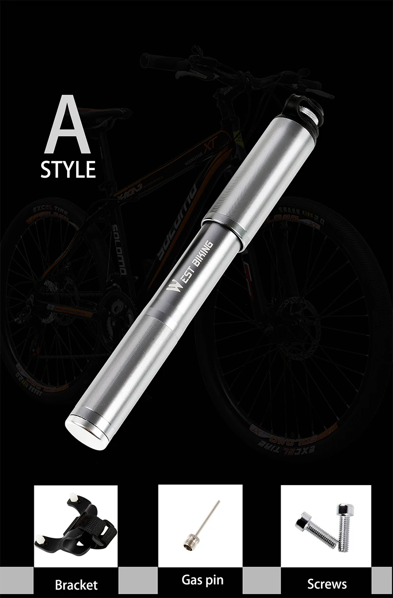 WEST BIKING ручной мини-насос для велосипеда с манометром из алюминиевого сплава, насос для шин для велосипеда, переносные велосипедные насосы