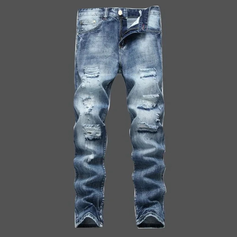 Men Jeans Slim Skinny Man Biker Jeans with Zippers Designer Stretch Fashion Casual Pants Vintage Classic Denim Pants Homme