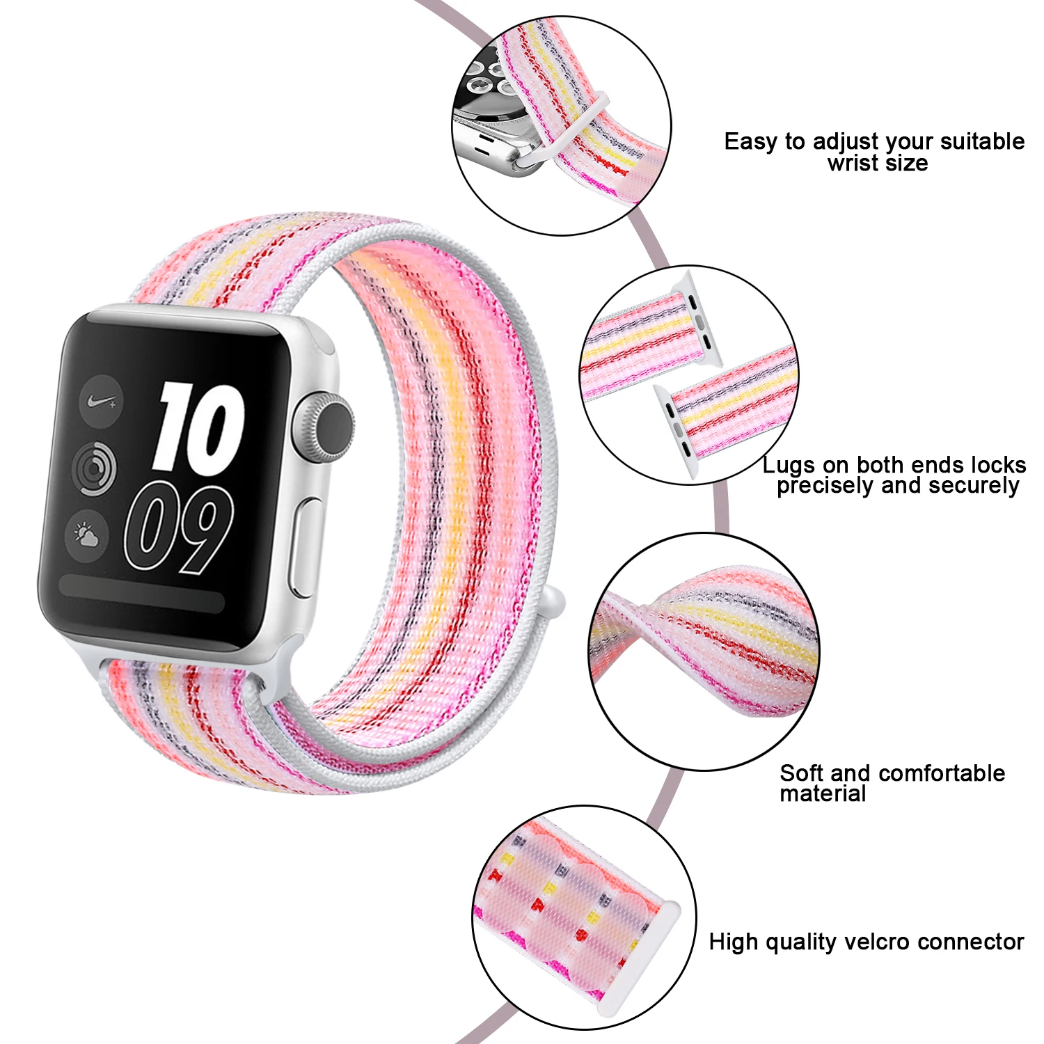 Спортивный тканый нейлоновый ремешок для Apple Watch 42 мм 38 наручный браслет 40 44 iWatch