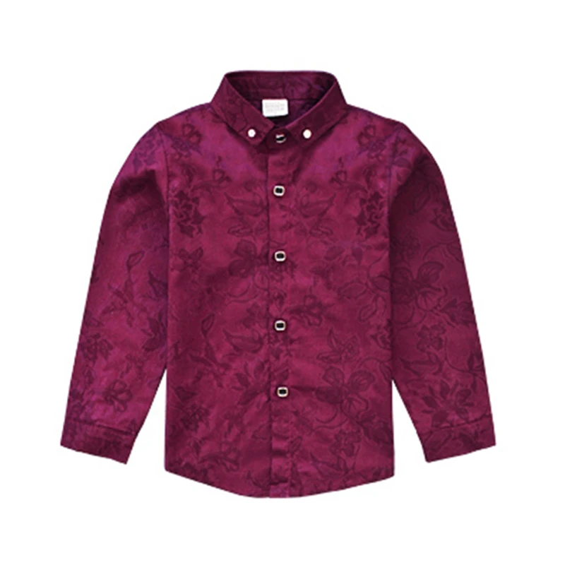 Хлопковые свадебные рубашки для мальчиков с длинным рукавом в цветочек булавкой