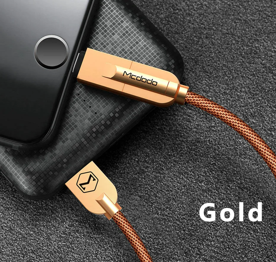 Mcdodo для перехода от разъема Lightning к USB кабель для передачи данных для iPhone X, 8, 7 плюс 2 в 1 кабель Micro USB для быстрой зарядки для samsung S8 Xiaomi huawei кабель для передачи данных