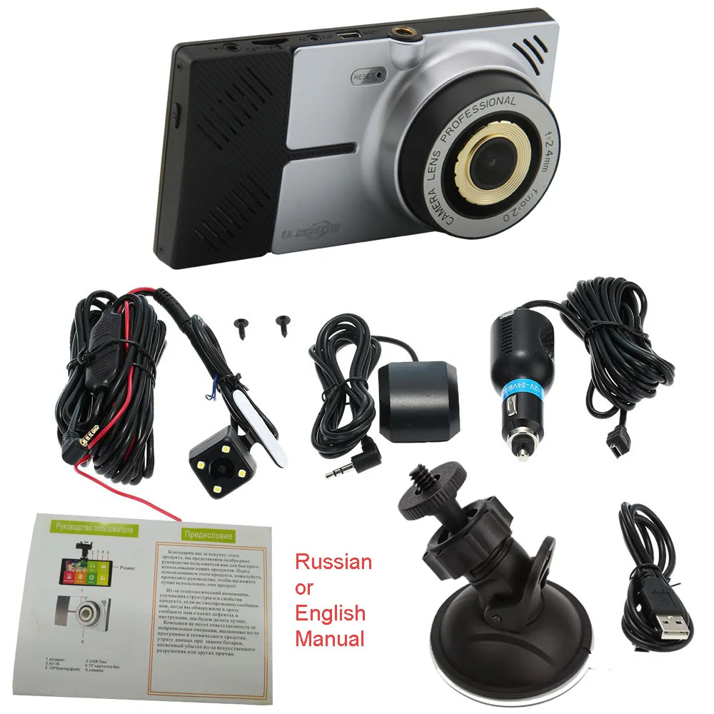 Wi-fi Автомобиля DVR GPS Навигации Android 4.4.2 Тире Cam Видеокамеры Видеорегистратор Две