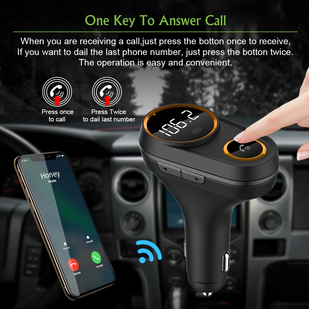 Fm-передатчик Bluetooth автомобильный вращающийся скрытый двойной USB 2.4A автомобильное