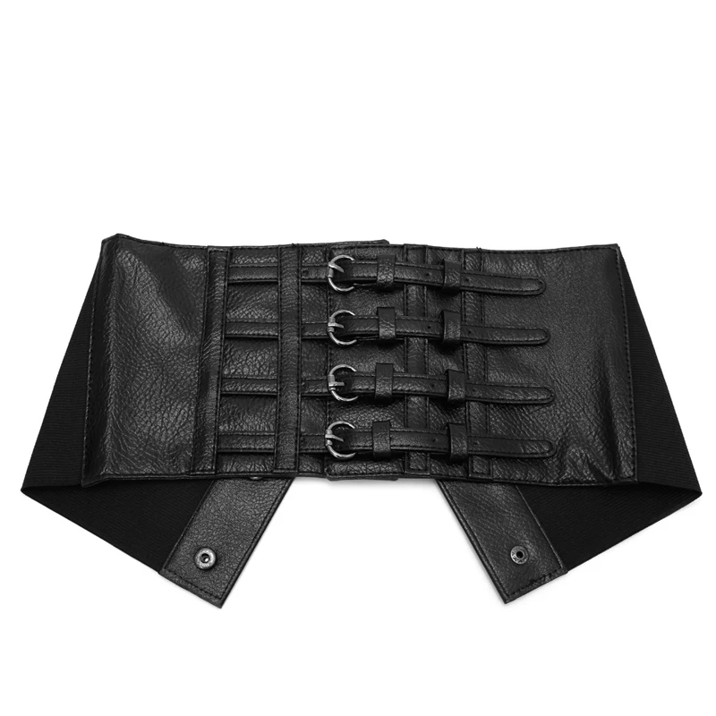 

New Retro Woman Stretch Waistband Lady Elastic Waist Shape Corset Wide Adjustable Faux Leather Belt
