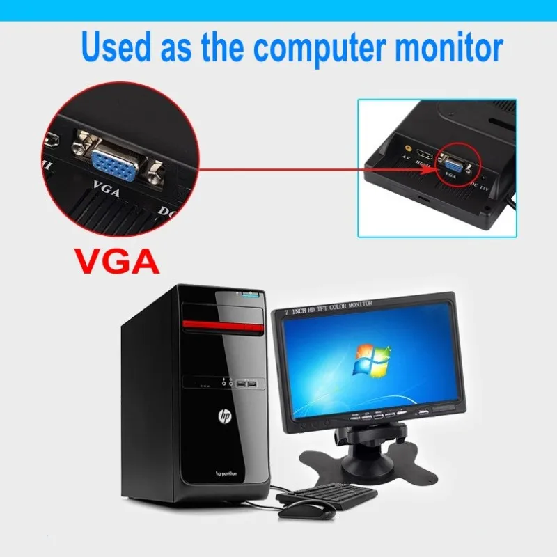 7 дюймовый цветной TFT ЖК монитор для телевизора Raspberry Pi 3 1024x600 HD автомобильный