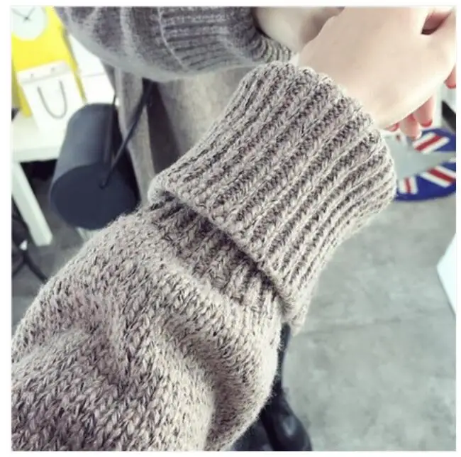 2019 autumn winter long sweater skirt high collar thickening set Korean version of the loose line wool dress woman | Женская одежда