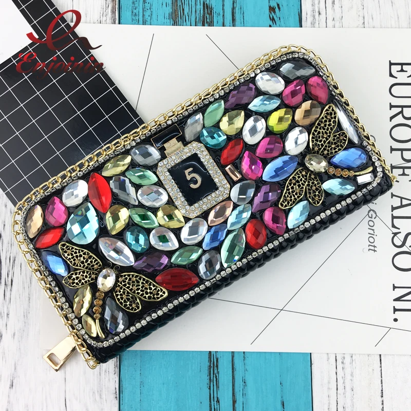 Женский кошелек с бриллиантами дизайнерский Длинный отделениями для монет и