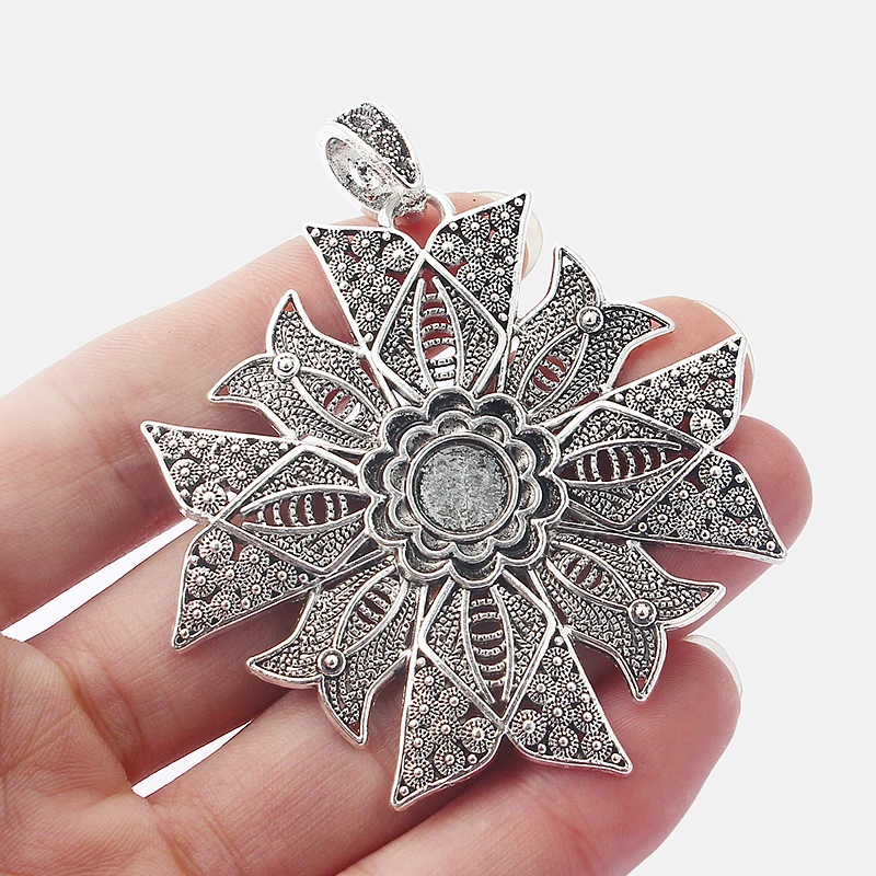 

3PCS Large Antique 10mm Round Blank Tray Settings Filigree Flower Charm Pendant for Necklace Jewelry Findings