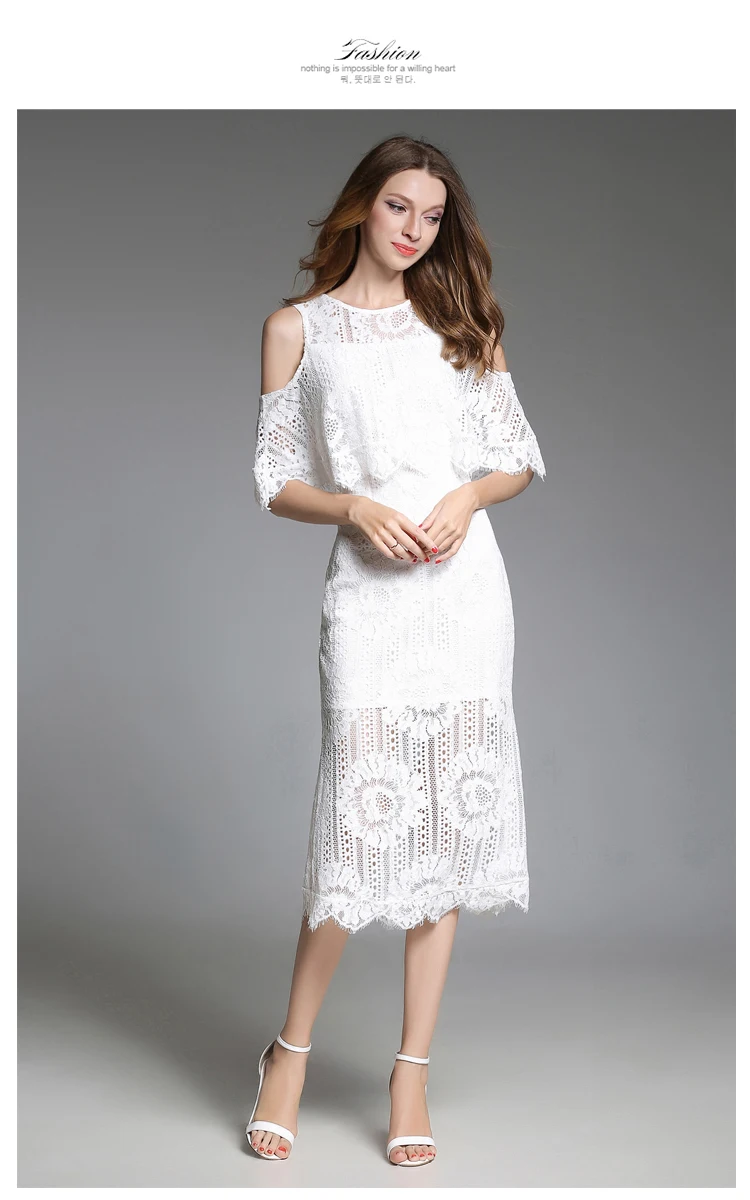 Летнее сексуальное облегающее платье с открытыми плечами Vestidos Verano женское открытое \ рыбий хвост белое кружевное платье халат Femme K6189