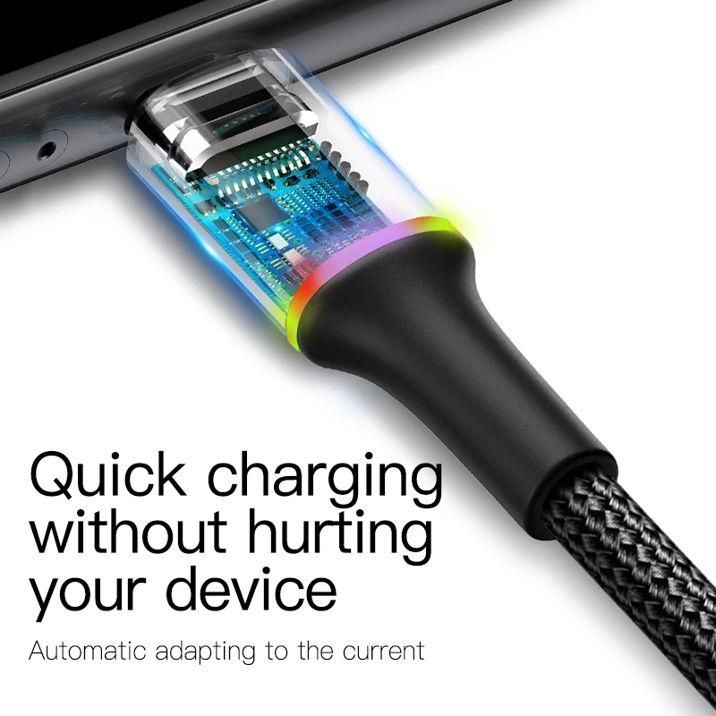 baseus Кабель usb type C для samsung Xiaomi Redmi Note 7 Oneplus Pro зарядное устройство мобильного