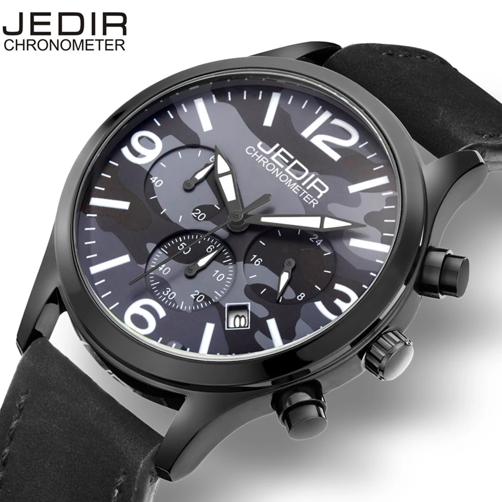 Мужские спортивные наручные часы JEDIR с хронографом и датой водонепроницаемые