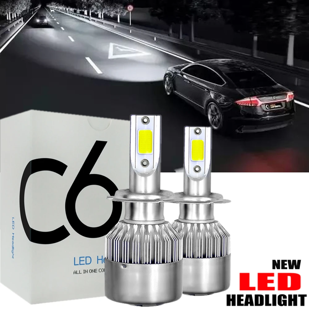 2 шт. C6 Светодиодные Автомобильные фары 72 Вт 7600LM COB лампы H1 H3 H4 H7 H11 880 9004 9005 9006 9007 для