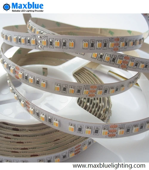 Бесплатная доставка CCT регулируемая лента Ddual белый 2in1 3528SMD светодиодный 5 м DC12V/24V