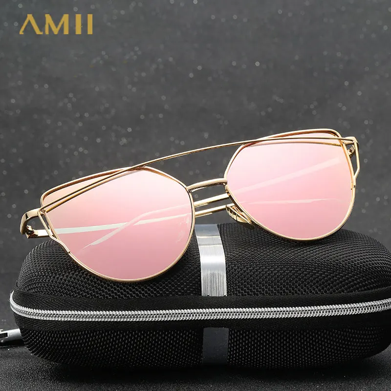 AMII Новый Cat Eye Винтаж солнцезащитные очки для Для женщин металлический плоский