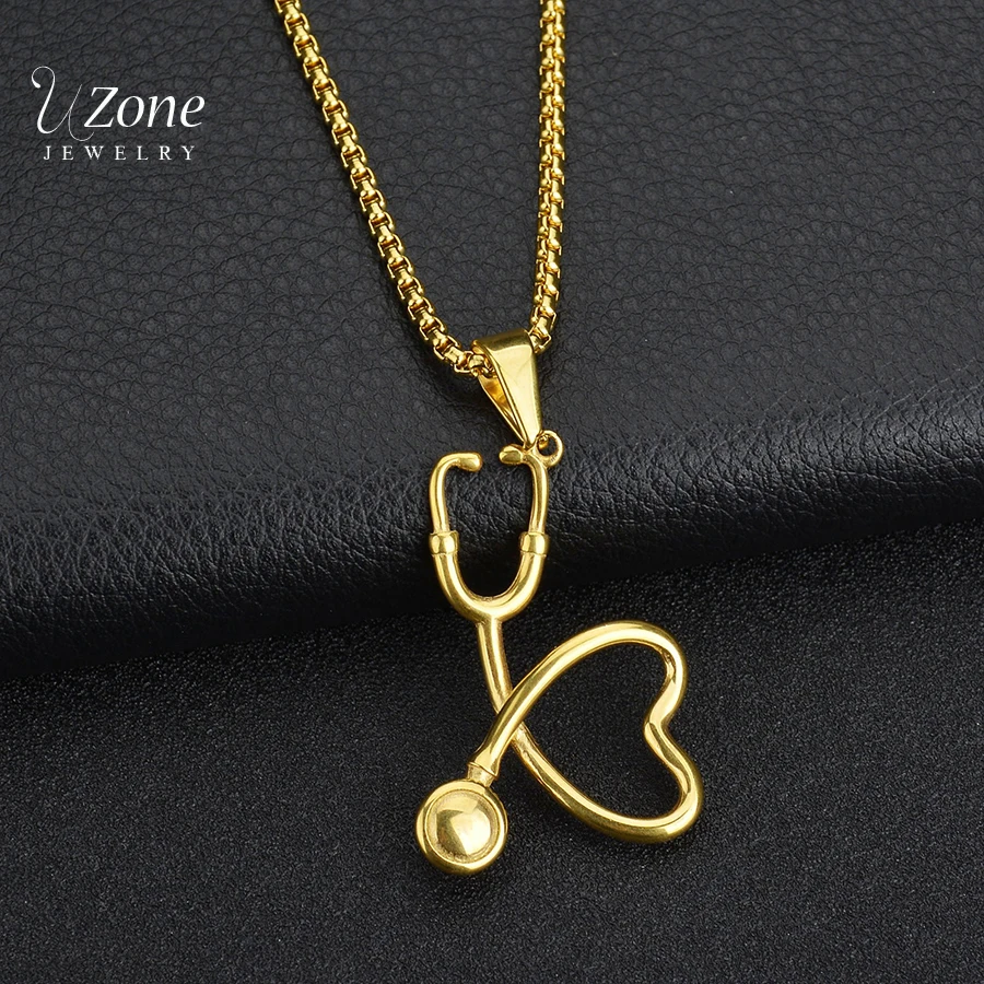 Новое модное Свадебное Сердце доктор ювелирный стетоскоп золотой цвет цепочка